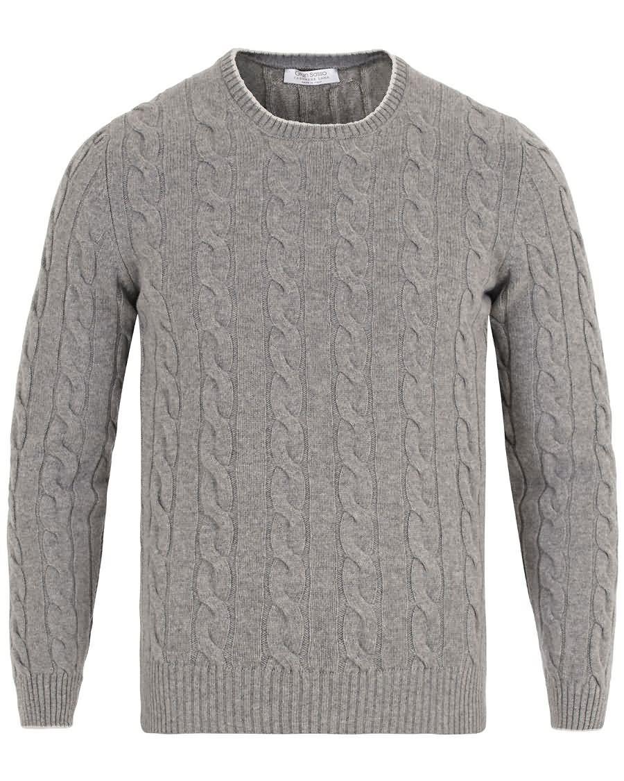 gran sasso woolcashmere knitted cable pullover light grey Outlet Online 9iwxn